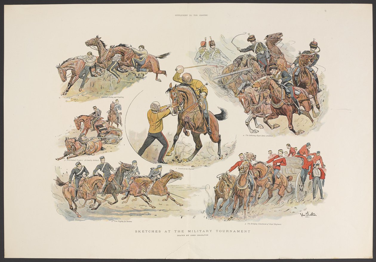 Skizzen beim Militärturnier von John (after) Charlton