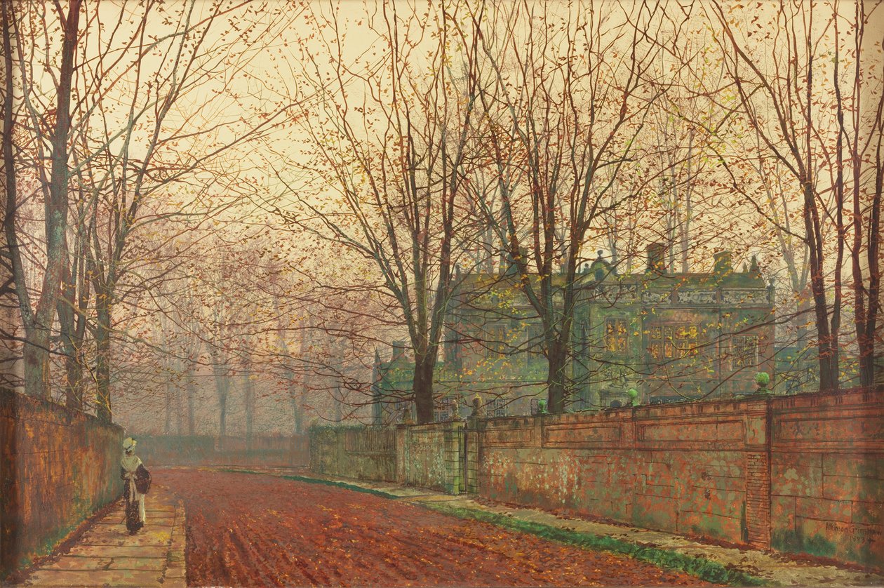 Novembermorgen, Knostrop Hall, Leeds von John Atkinson Grimshaw