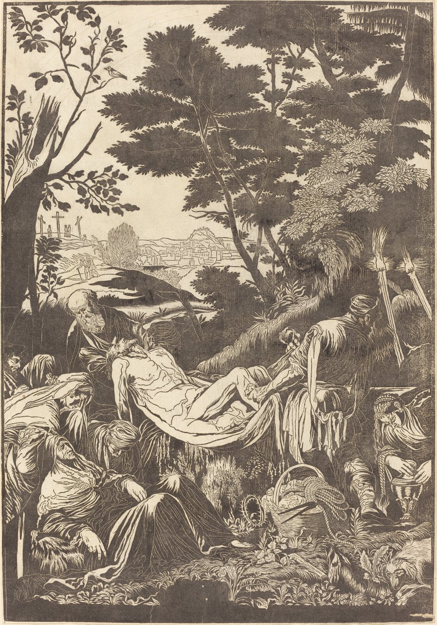 Die Grablegung (recto) von John Baptist Jackson after Jacopo Bassano