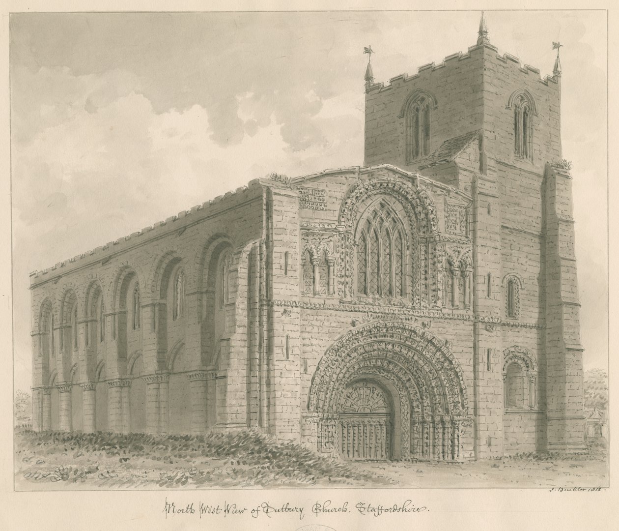 Tutbury Priory Kirche von John Buckler