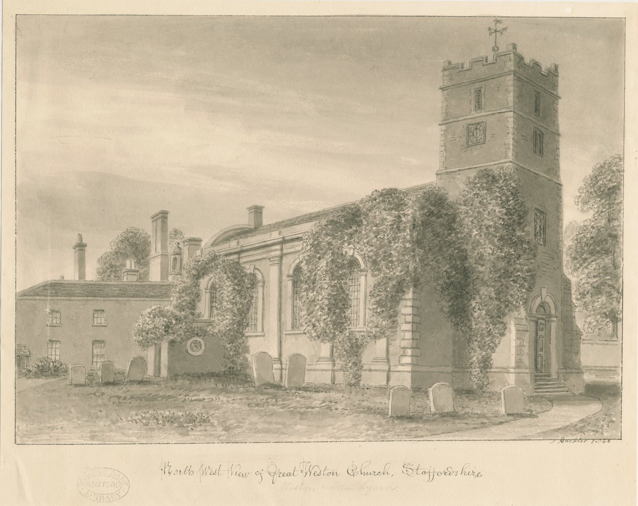 Kirche von Weston-under-Lizard von John Buckler