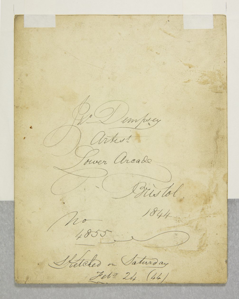 Porträt eines Jugendlichen, Rückseite von John Church Dempsey