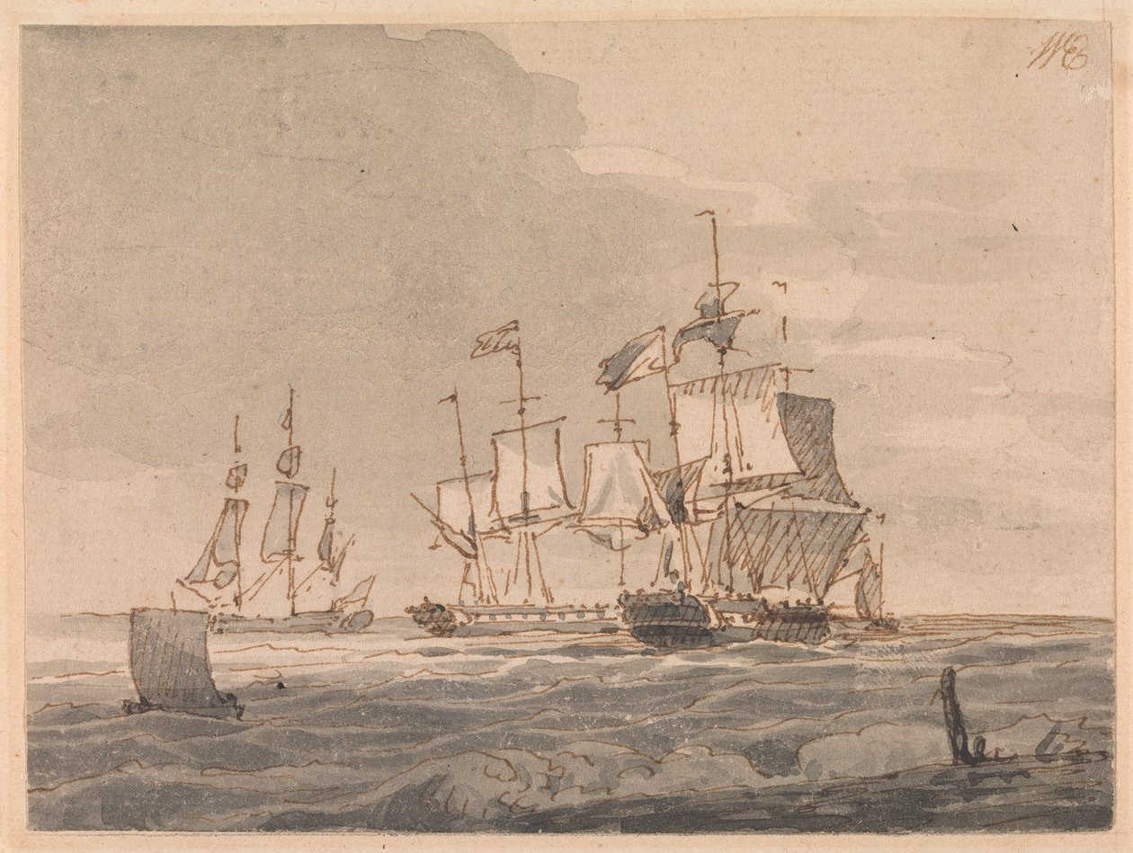 Kriegsschiffe vor der Küste von John Cleveley the Younger
