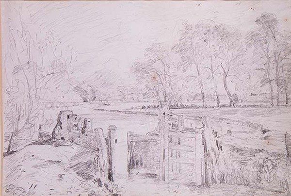 Eine Schleuse an der Stour von John Constable