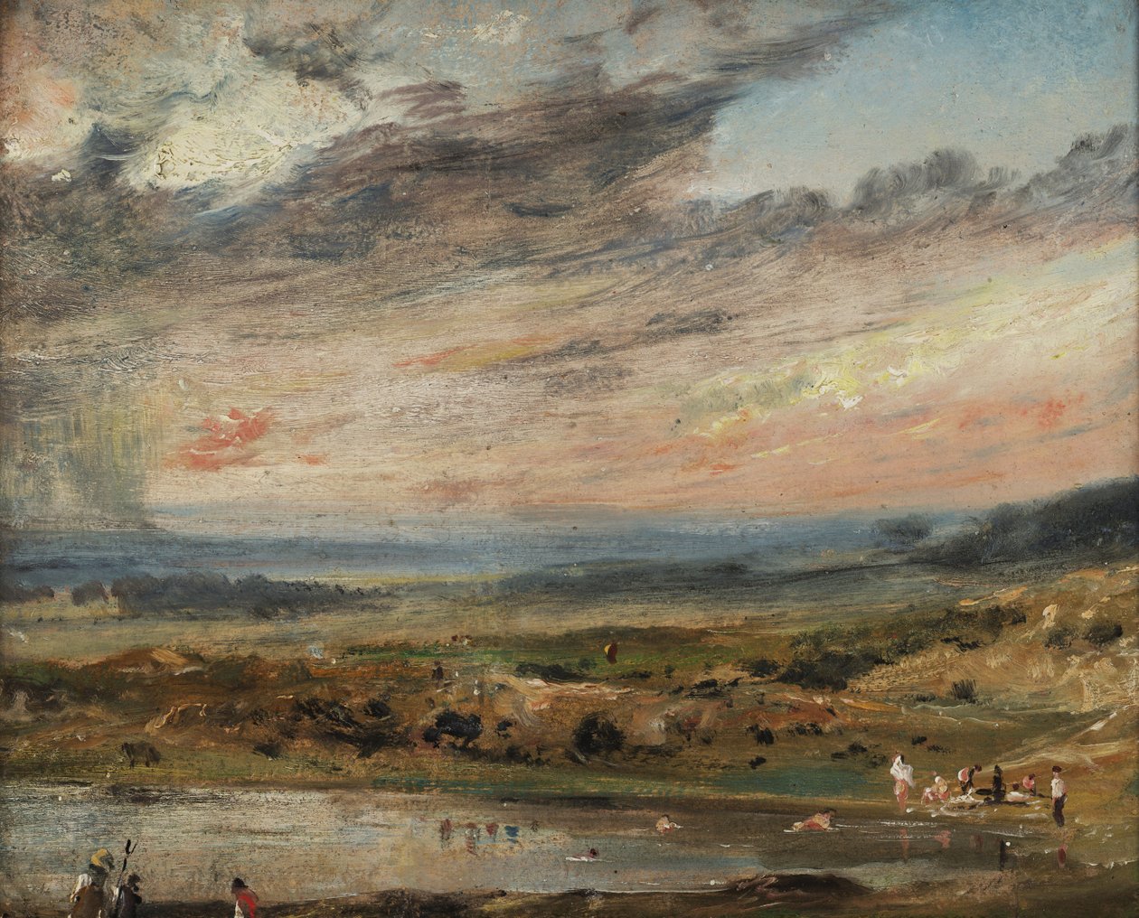 Hampstead Heath, mit Teich und Badenden von John Constable