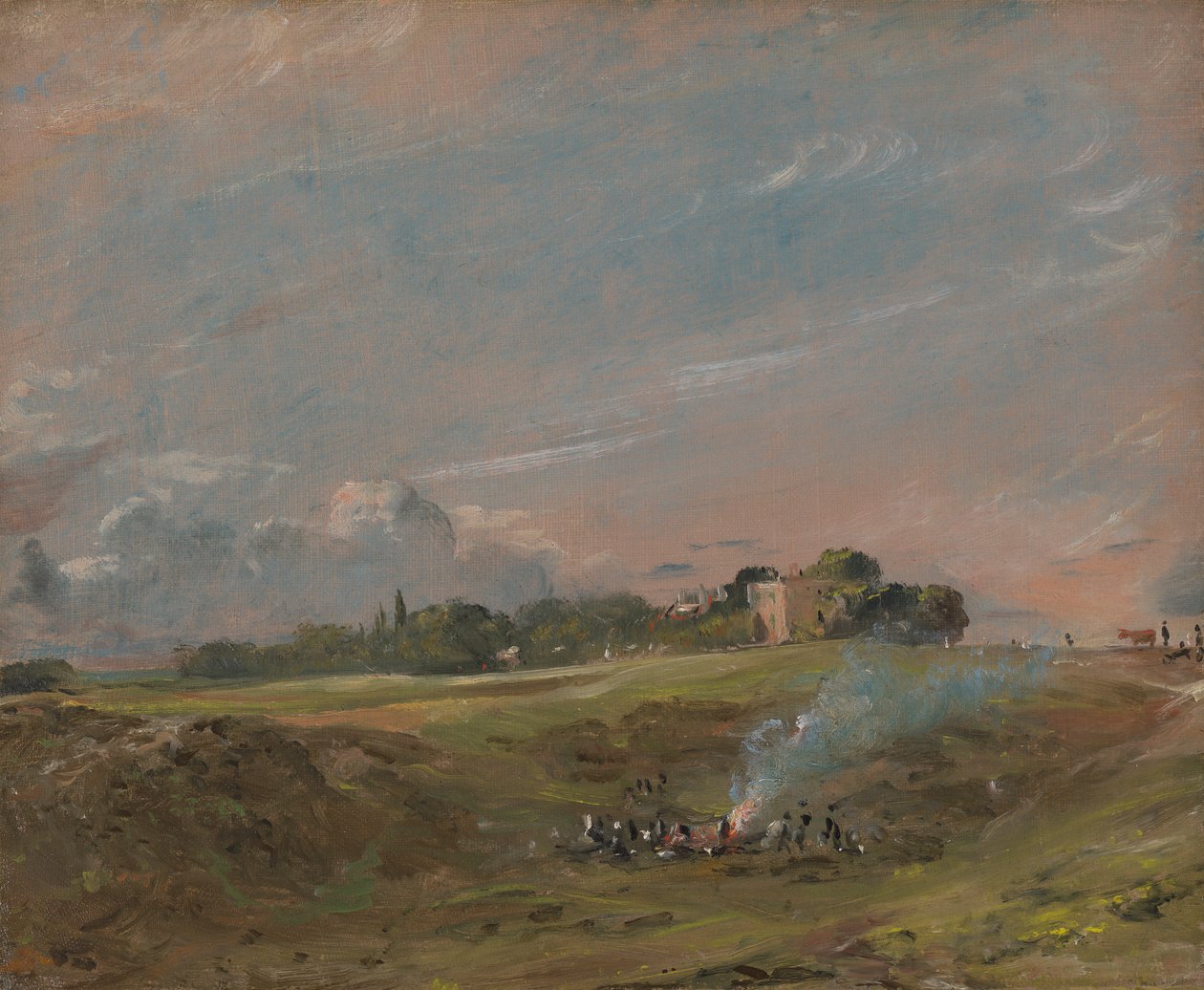 Hampstead Heath mit einem Lagerfeuer von John Constable