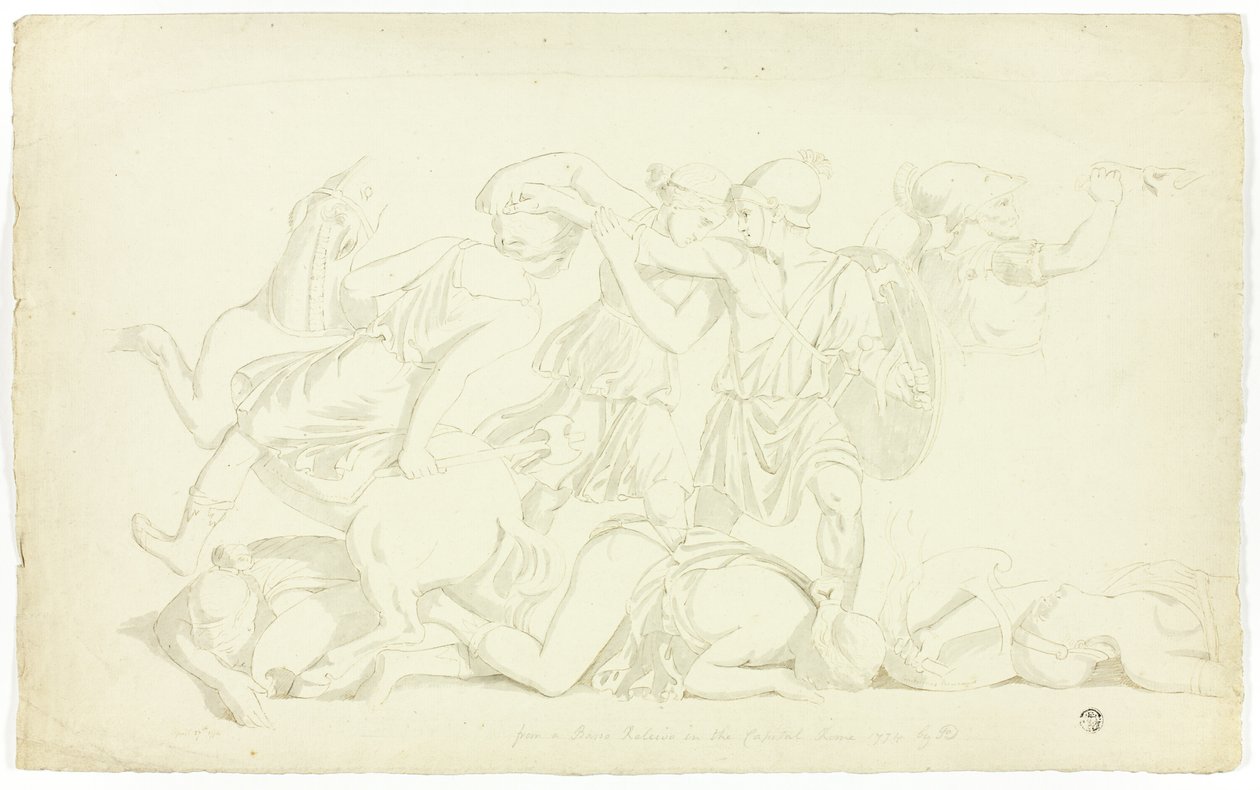 Antikes Basrelief mit Schlacht der Amazonen von John Downman