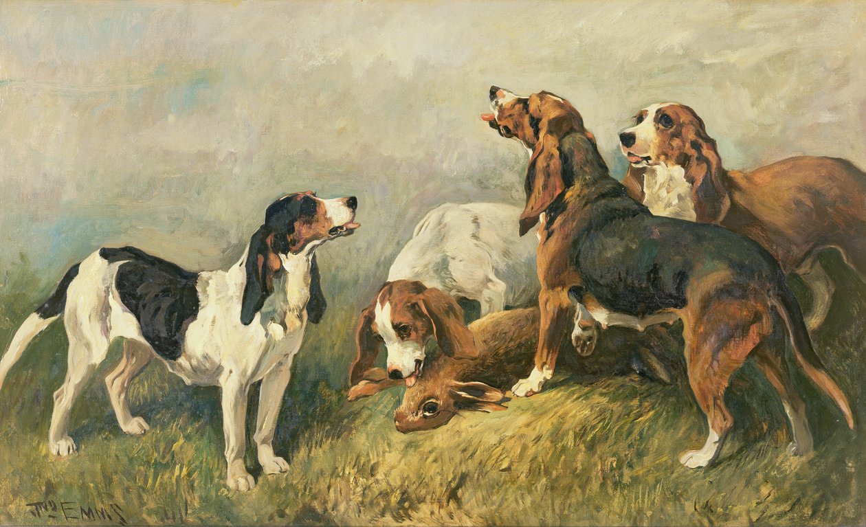 Hunde mit einem Hasen von John Emms