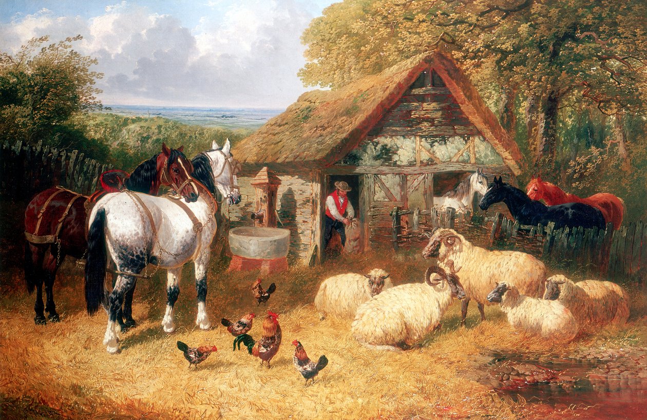 Bauernhofszene, ca. 1840-1900 von John Frederick Herring II