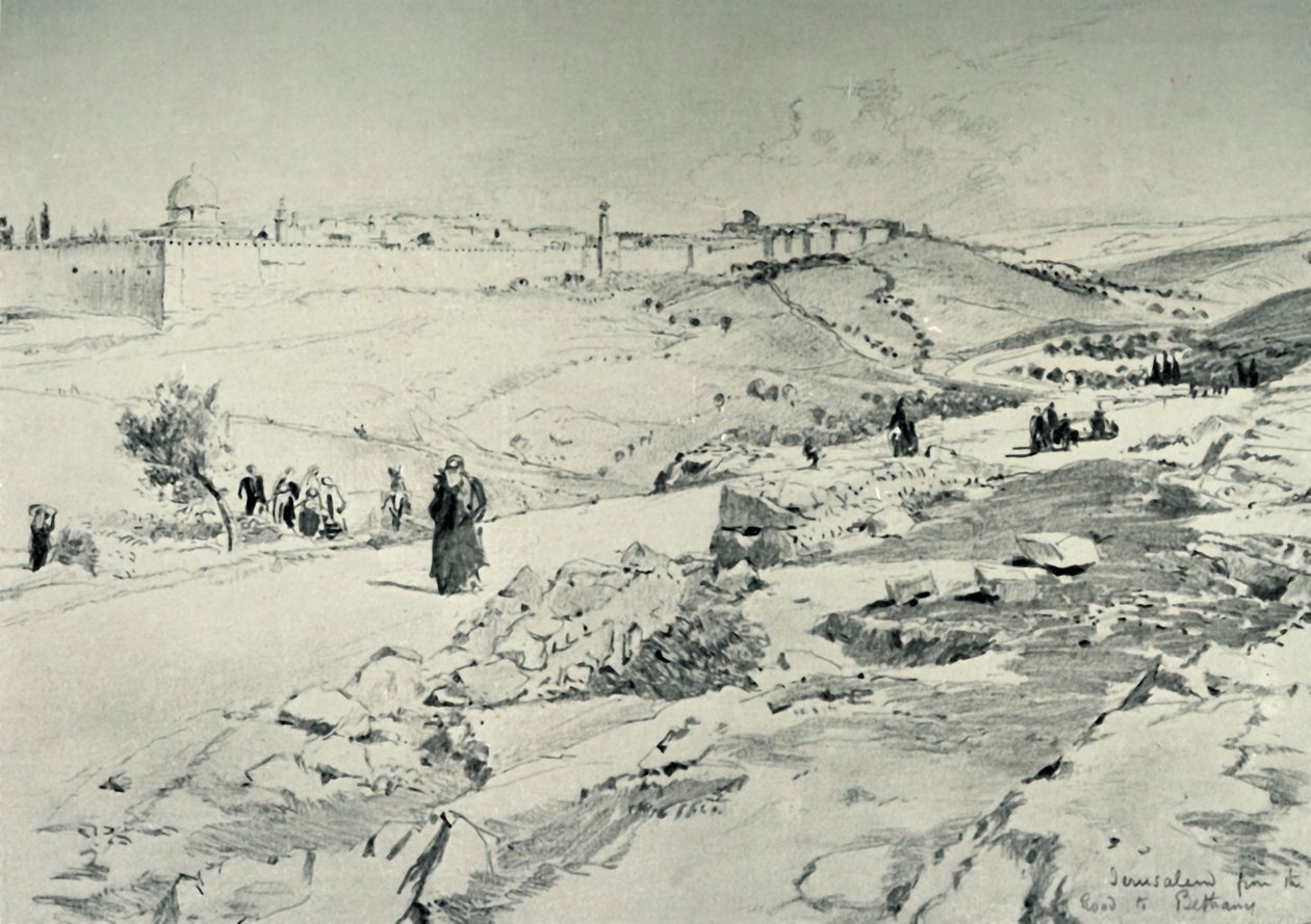 Jerusalem, mit der Straße von Bethanien, 1902 von John Fulleylove