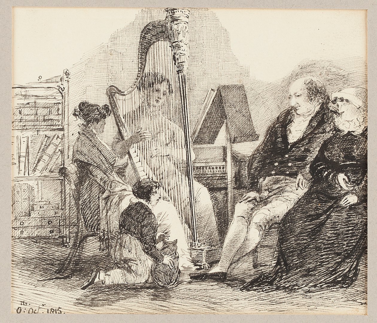 Musik spielen auf der Harfe, 1815 von John Harden