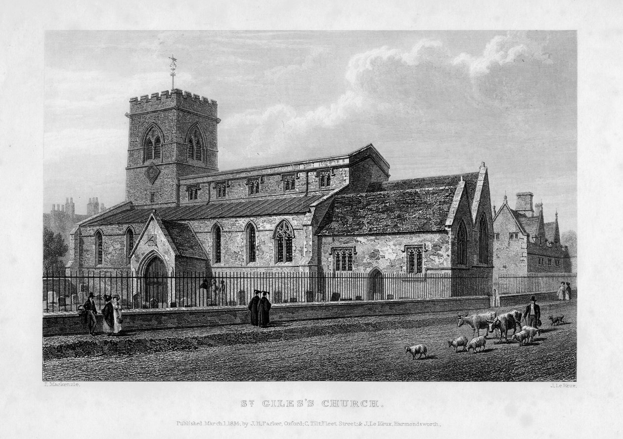 St. Giles Kirche, Oxford, 1834 von John Le Keux