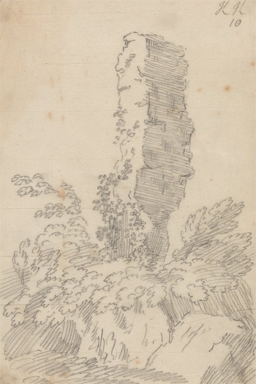 Steiler Felsen und Bäume von John Robert Cozens