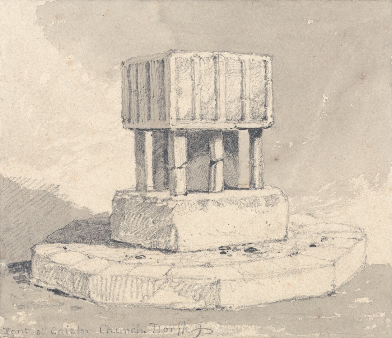 Taufbecken in der Kirche von Caister, Norfolk von John Sell Cotman