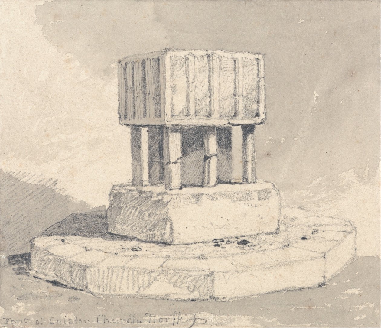 Taufbecken in der Kirche von Caister, Norfolk von John Sell Cotman