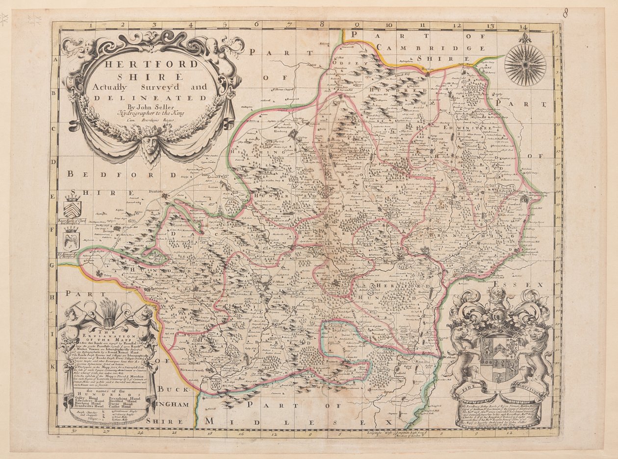 Karte von Hertfordshire von John Seller
