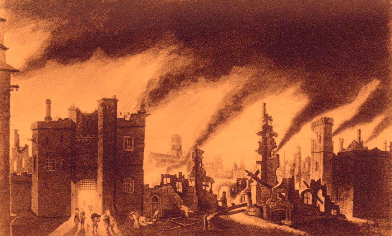 Der große Brand von London von John Seymour Lucas