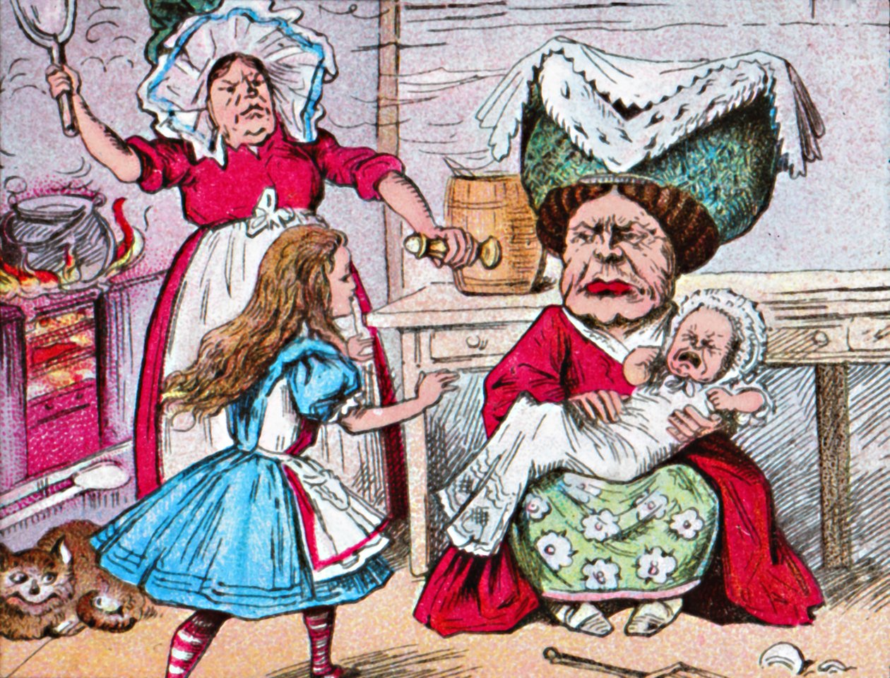 Alice, die Herzogin und das Baby, ca. 1910 von John Tenniel
