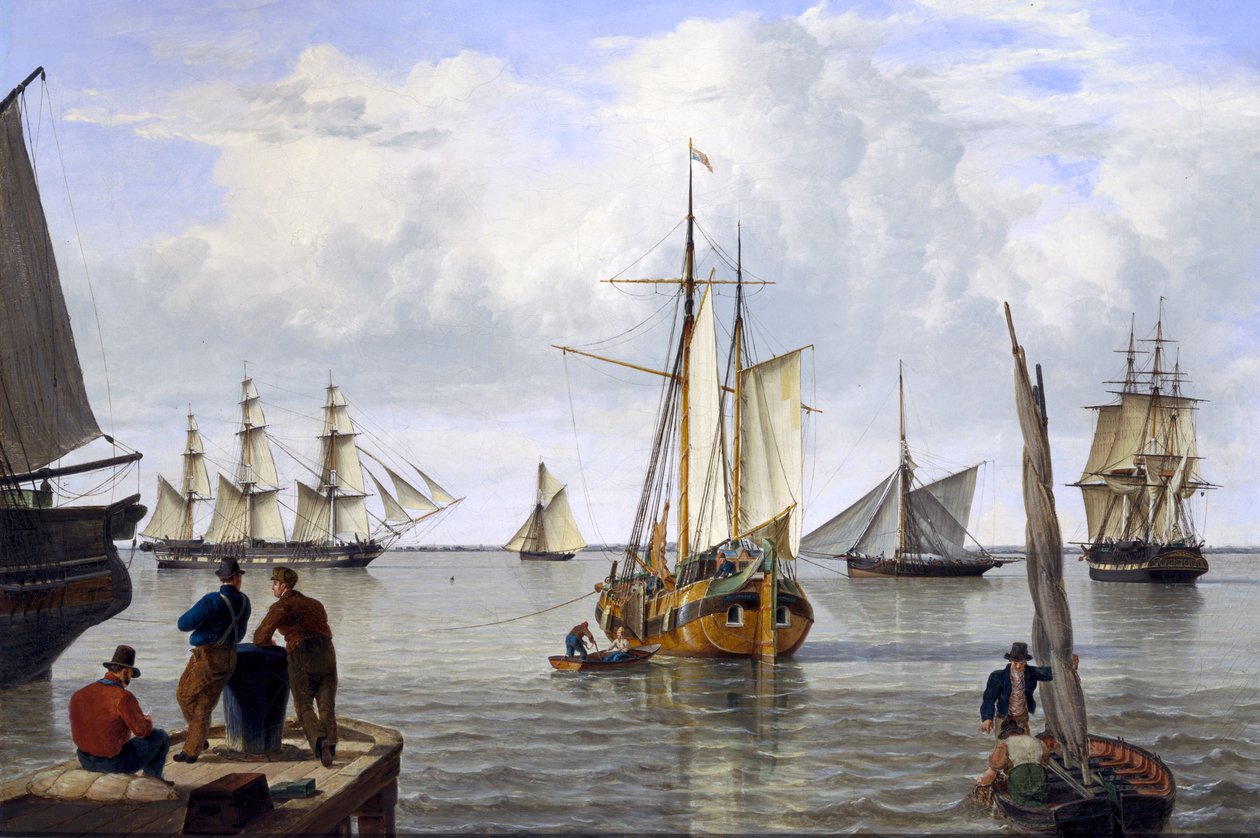 Schiffe in der Themsemündung, 1820 von John Thomas Serres