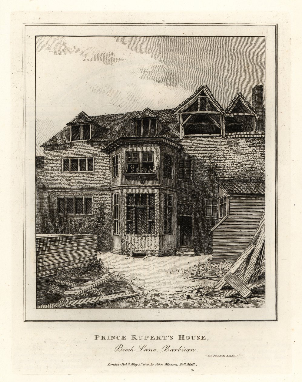 Prince Ruperts Haus, Beech Lane, Barbican von John Thomas Smith