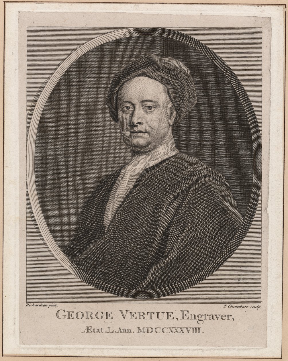 George Vertue, graviert von Thomas Chambars, ca. 1762 von Jonathan Richardson