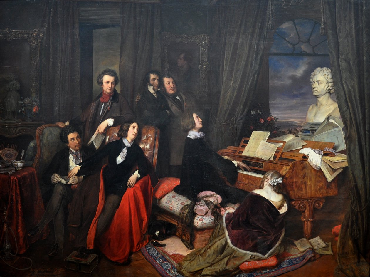 Franz Liszt fantasierend am Klavier, 1840 von Josef Danhauser
