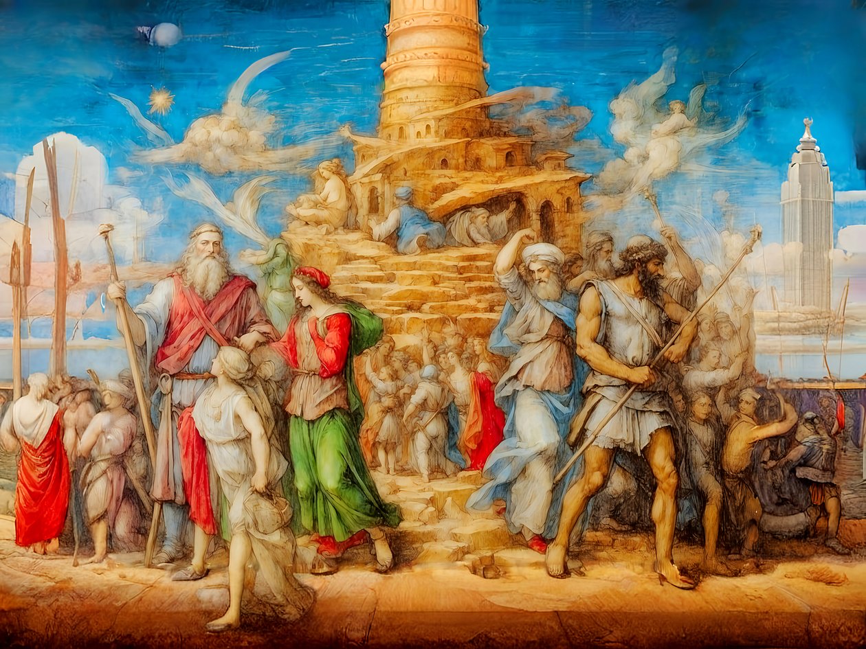 A1_Genesis_21-Turm von Babel von Josef Johann Michel