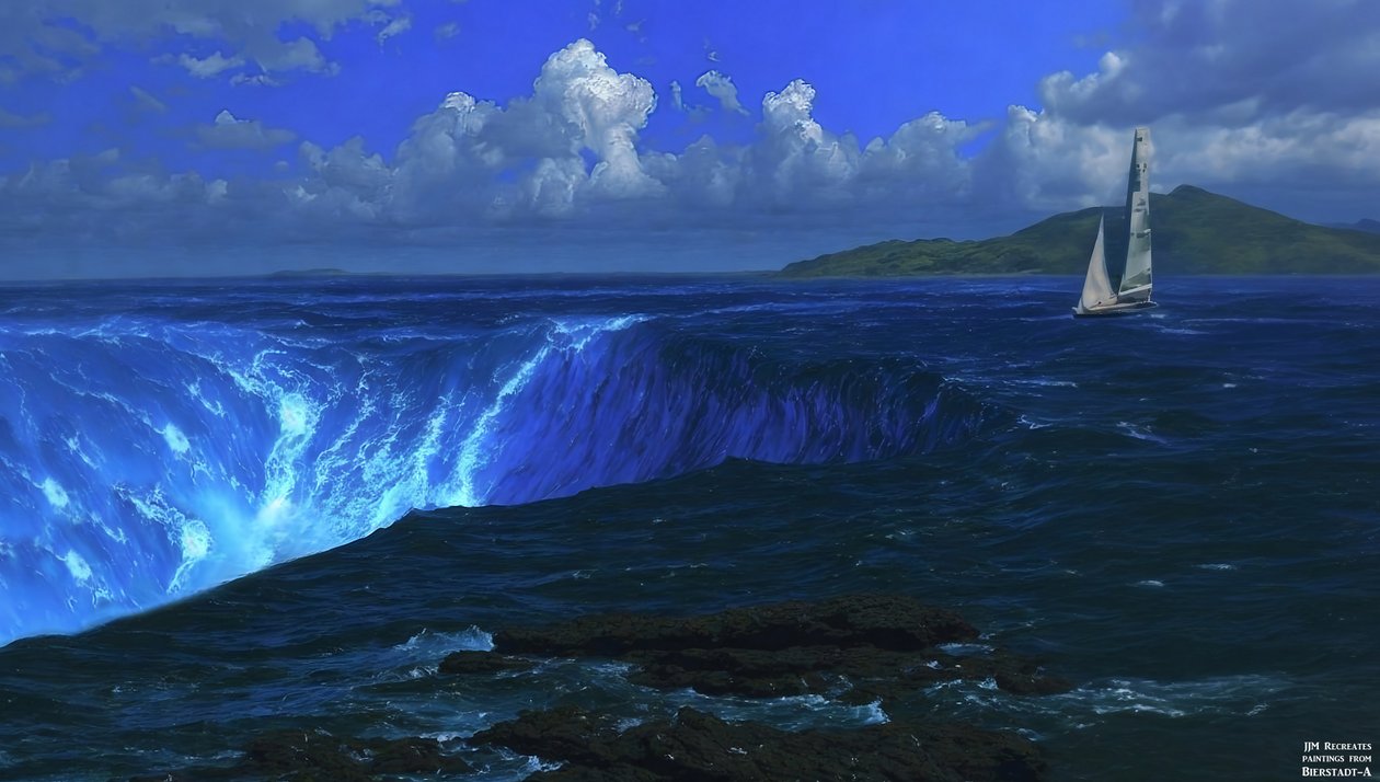 JJM rekreiert Bierstadt-A: Niagarafälle (mit Segelschiff) von Josef Johann Michel