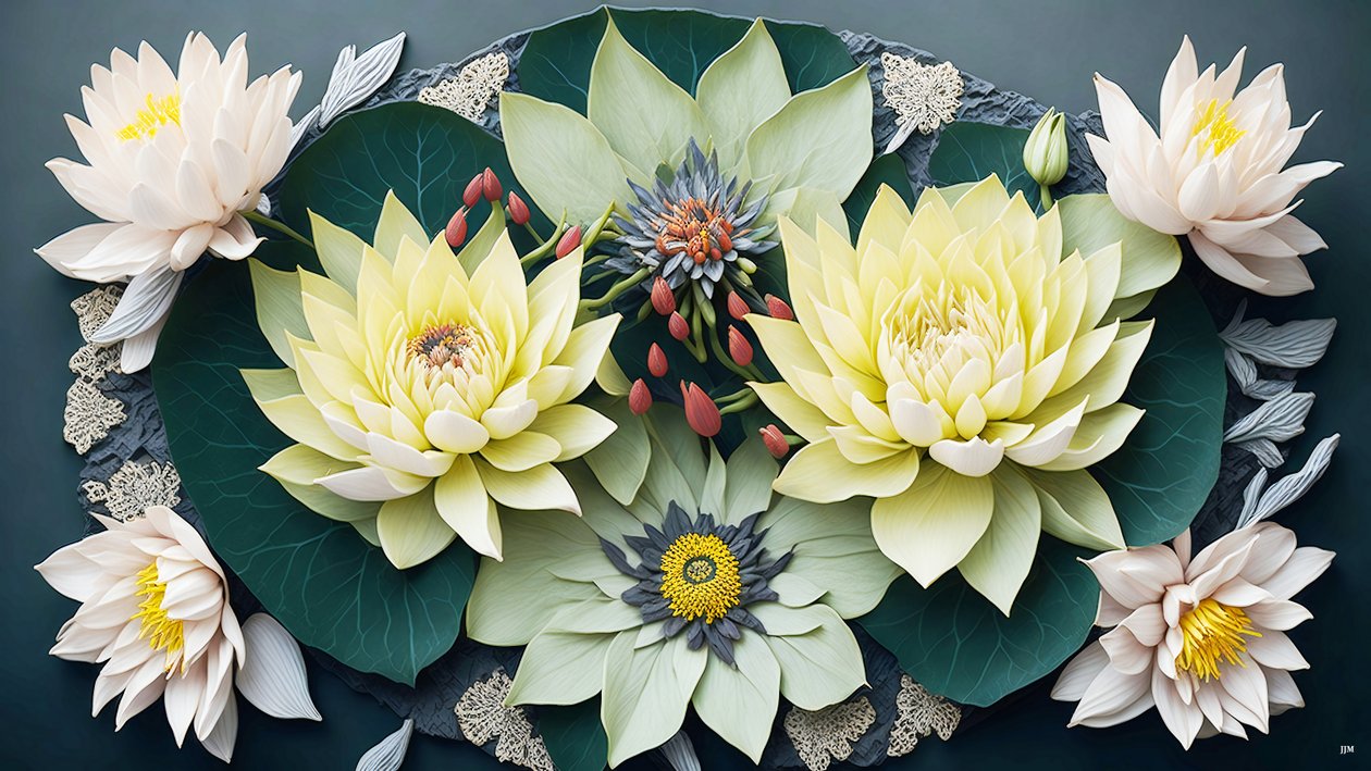 Mandala: Seerosen-Elemente_02 von Josef Johann Michel