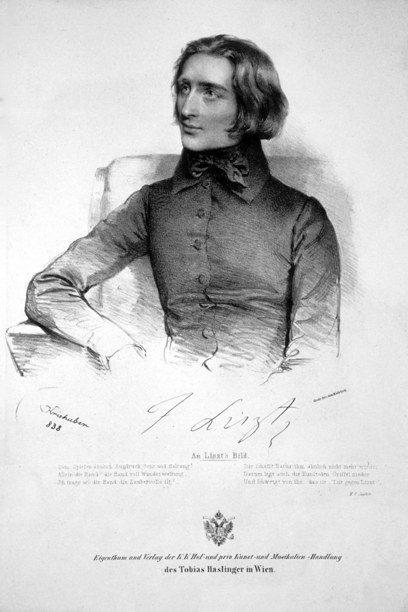 Franz Liszt Litho 1838 von Josef Kriehuber