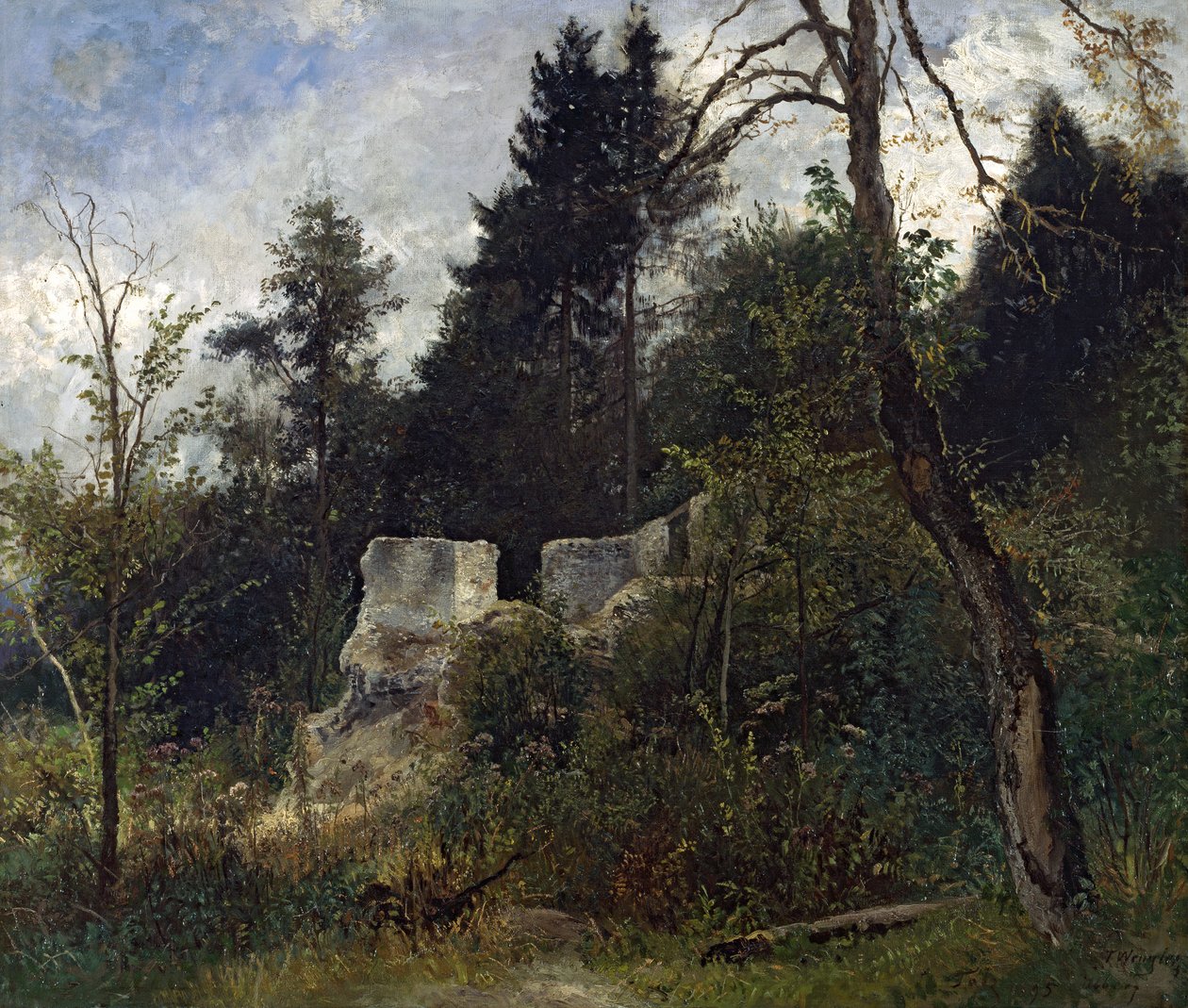Landschaft mit Ruine von Josef Wenglein