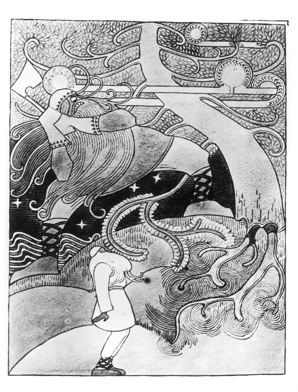 Die riesige Eiche wird gefällt, Illustration aus 