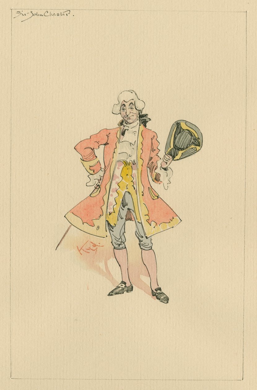 Sir John Chester, c.1920er (Feder und Tinte mit Aquarell auf Papier) von Joseph Clayton Clarke