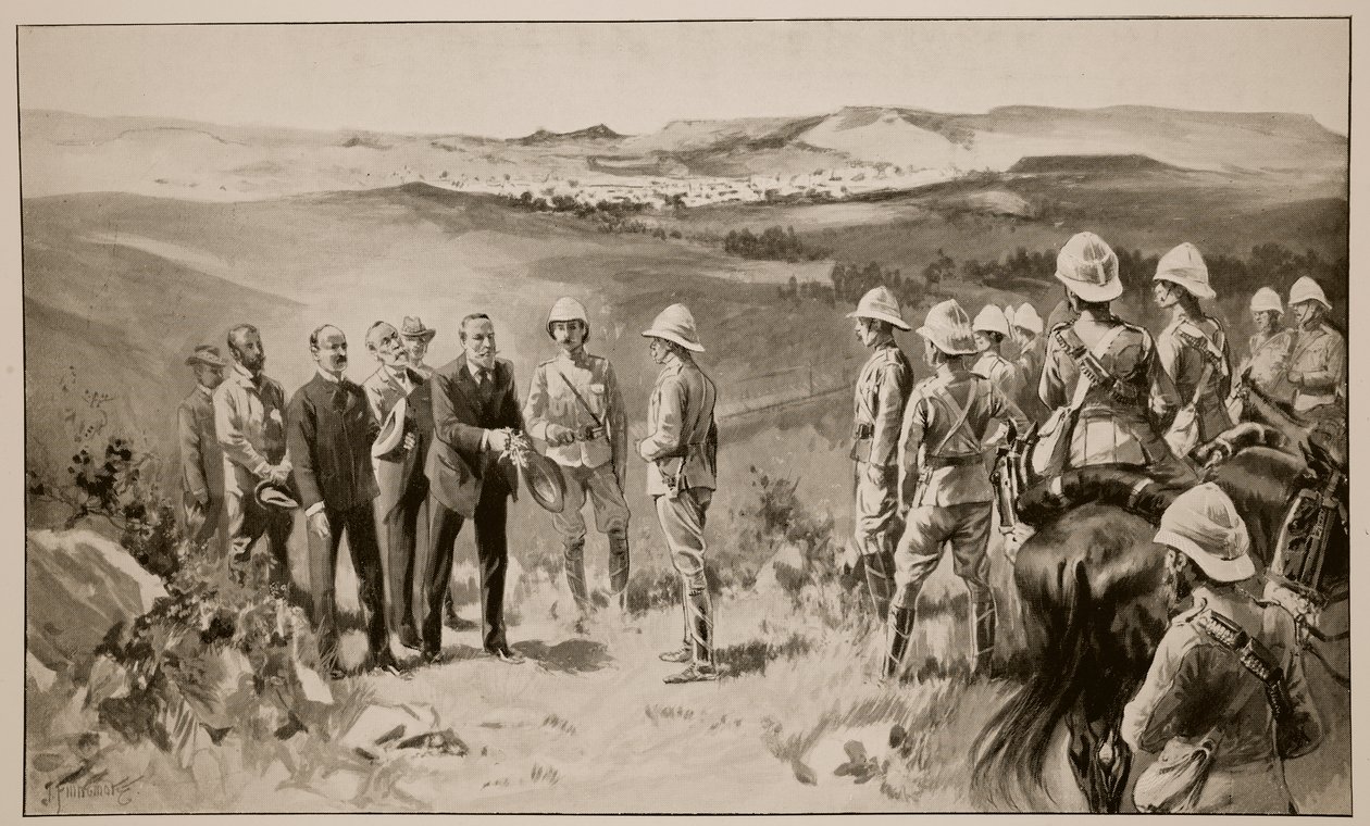 Die formelle Kapitulation von Bloemfontein, nach einer Skizze von W.B. Wollen RI (1857-1936) von Joseph Finnemore
