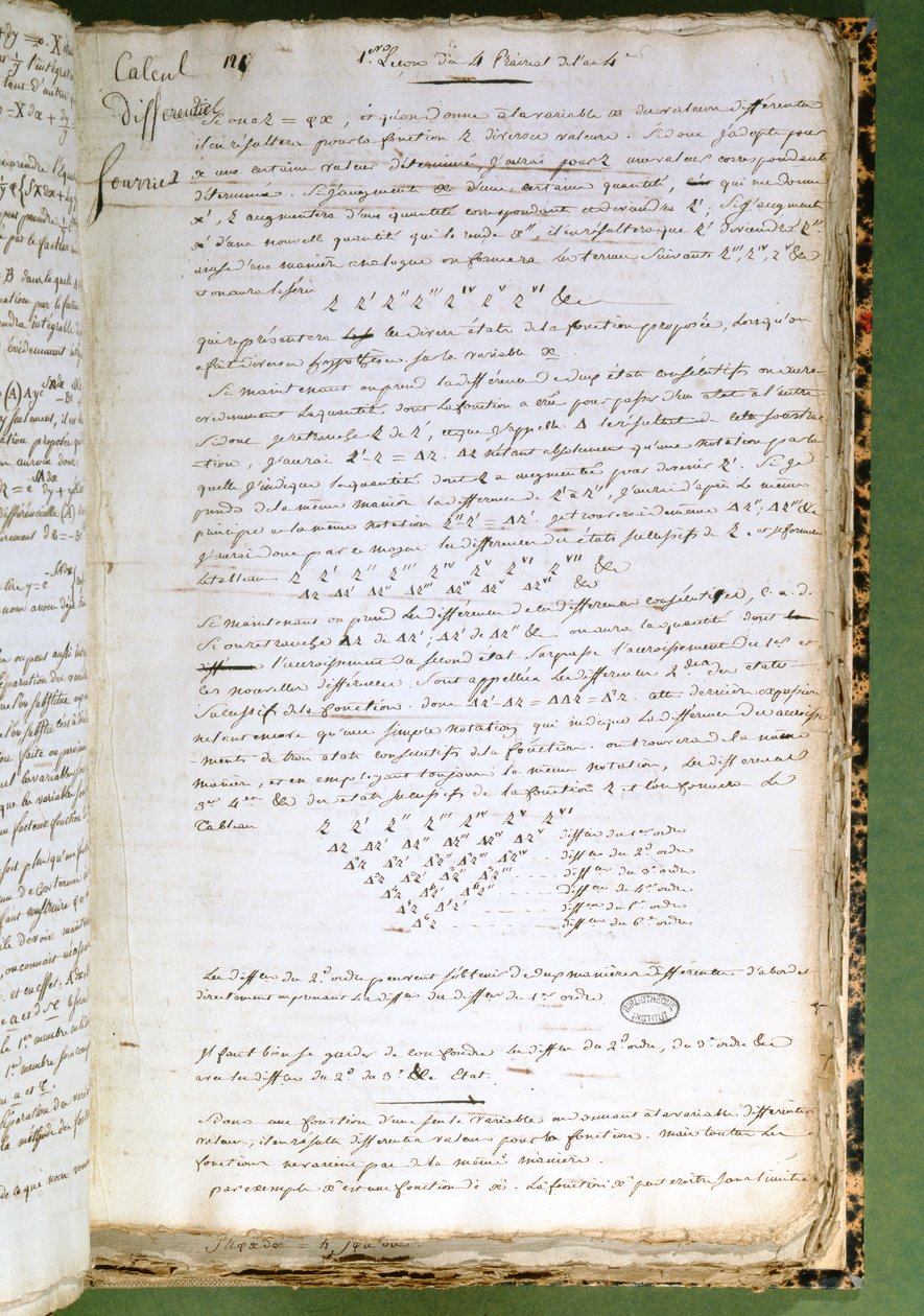 Ms 2044 Seite aus Calcul Differentiel et Integral von Joseph Fourier