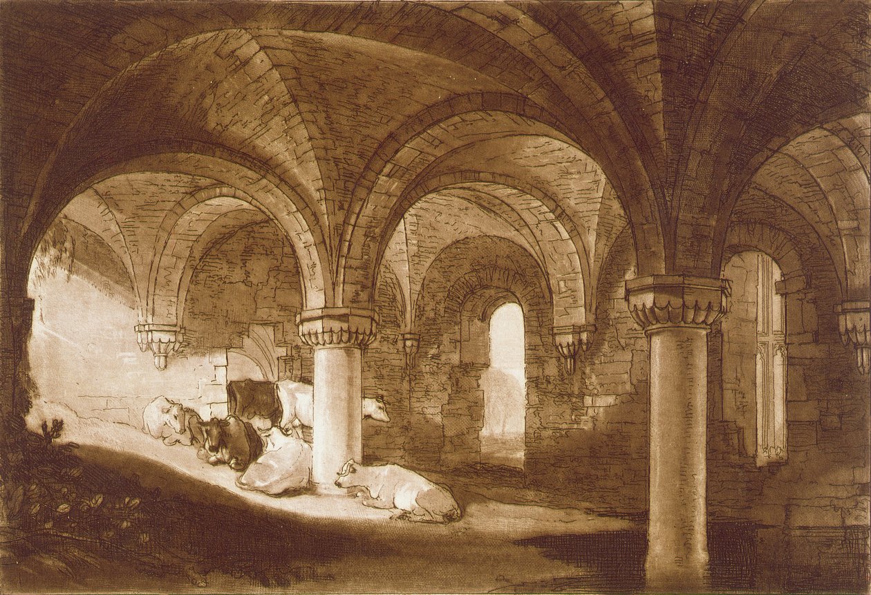 Die Krypta der Kirkstall Abbey, aus dem 