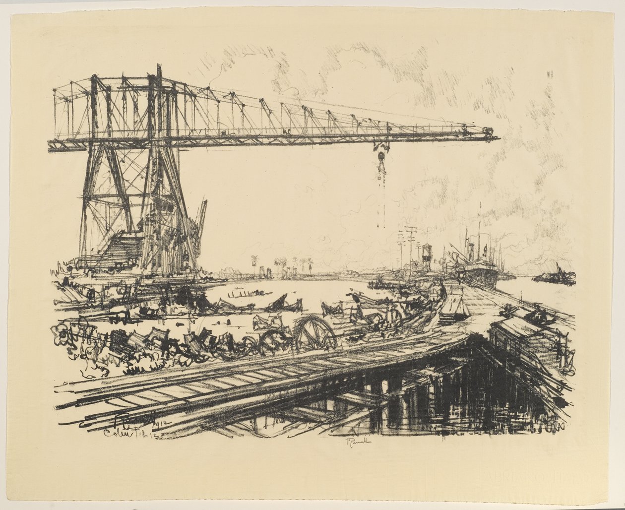 Panama - Französischer Kanal und amerikanische Kräne von Joseph Pennell