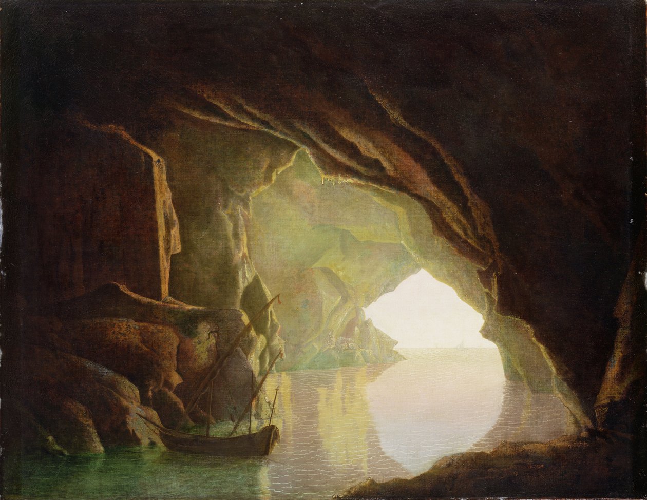 Eine Grotte im Golf von Salerno, Sonnenuntergang, ca. 1780-1 von Joseph Wright of Derby