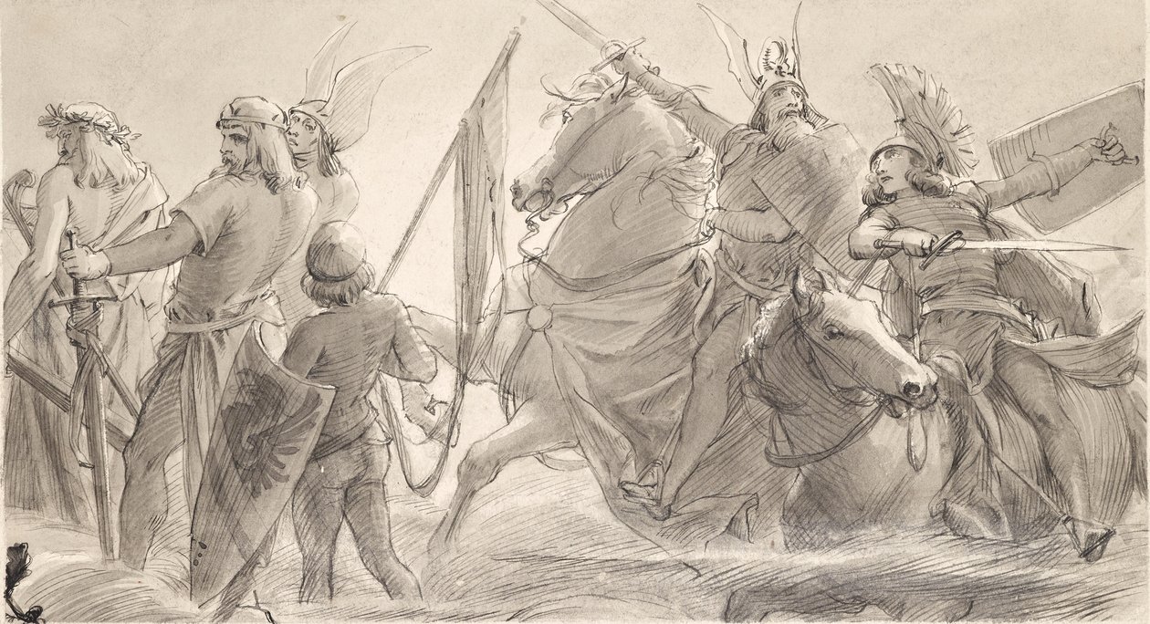 Germanen ziehen in die Schlacht von Joseph Eugen Hörwarter