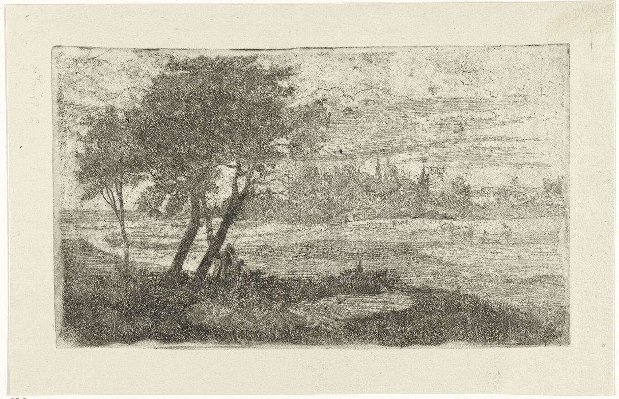 Landschaft mit einem Pflüger von Joseph Hartogensis