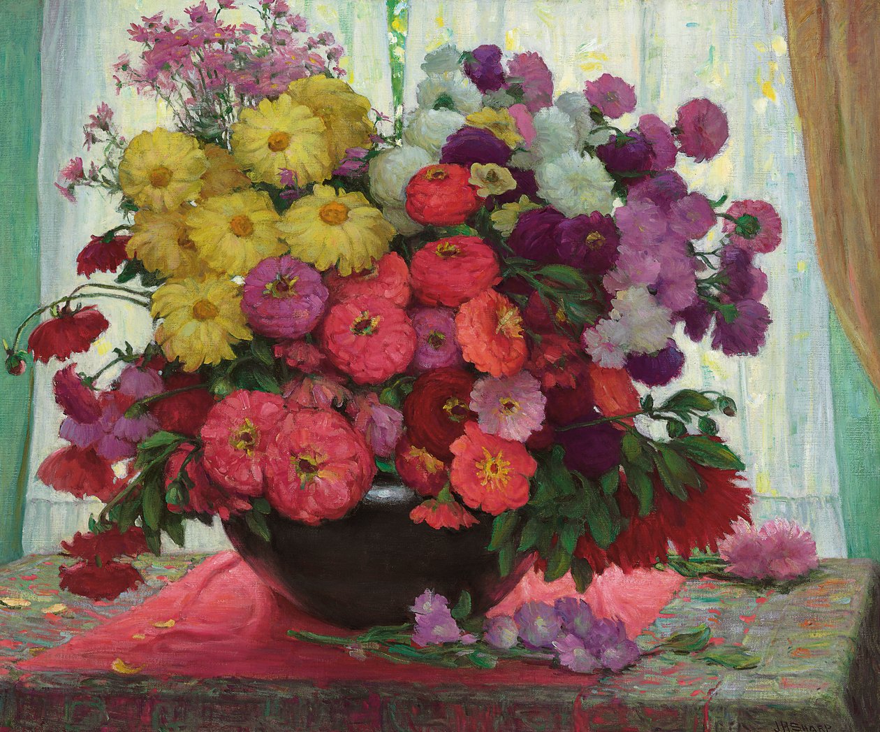 Schale mit Blumen von Joseph Henry Sharp