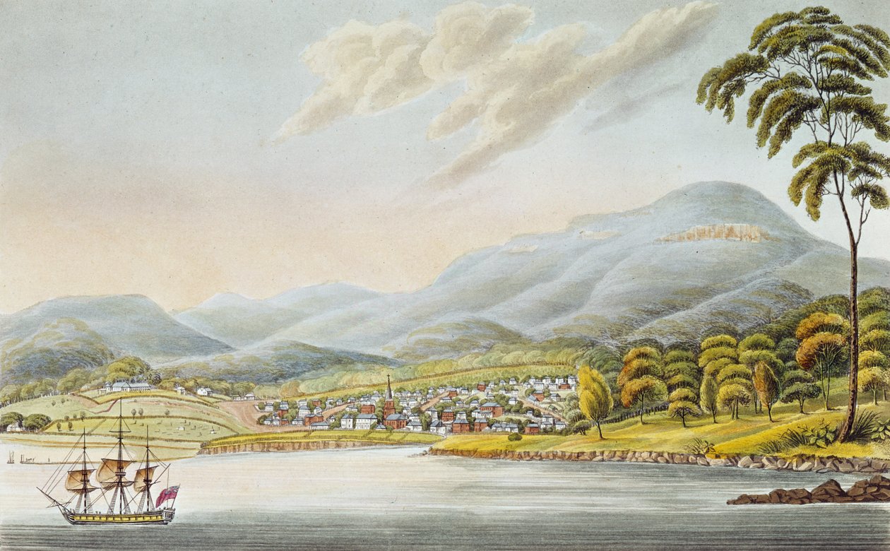 Ansicht von Hobart Town, 1824 von Joseph Lycett