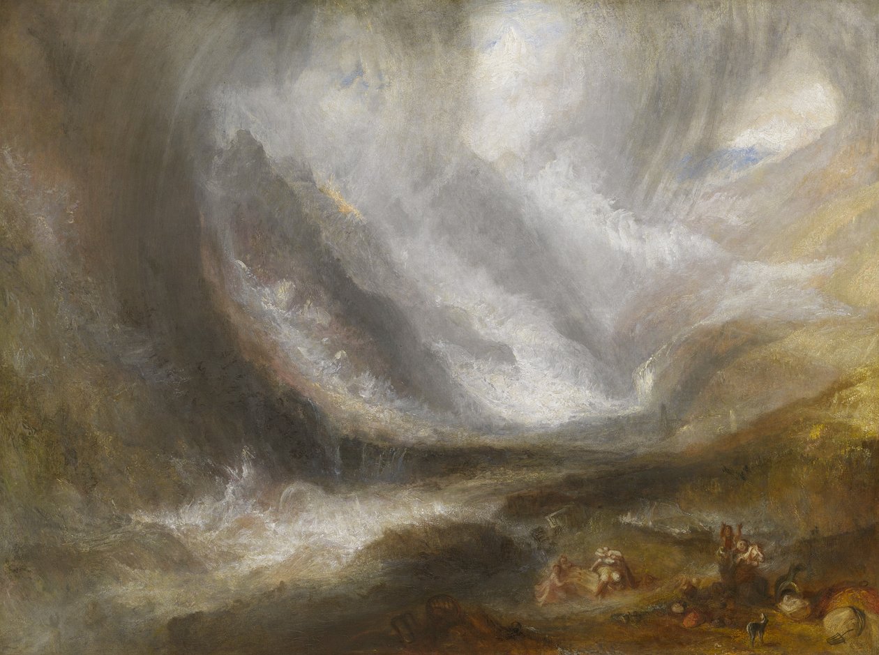 Tal von Aosta: Schneesturm, Lawine und Gewitter, 1836-37 von Joseph Mallord William Turner