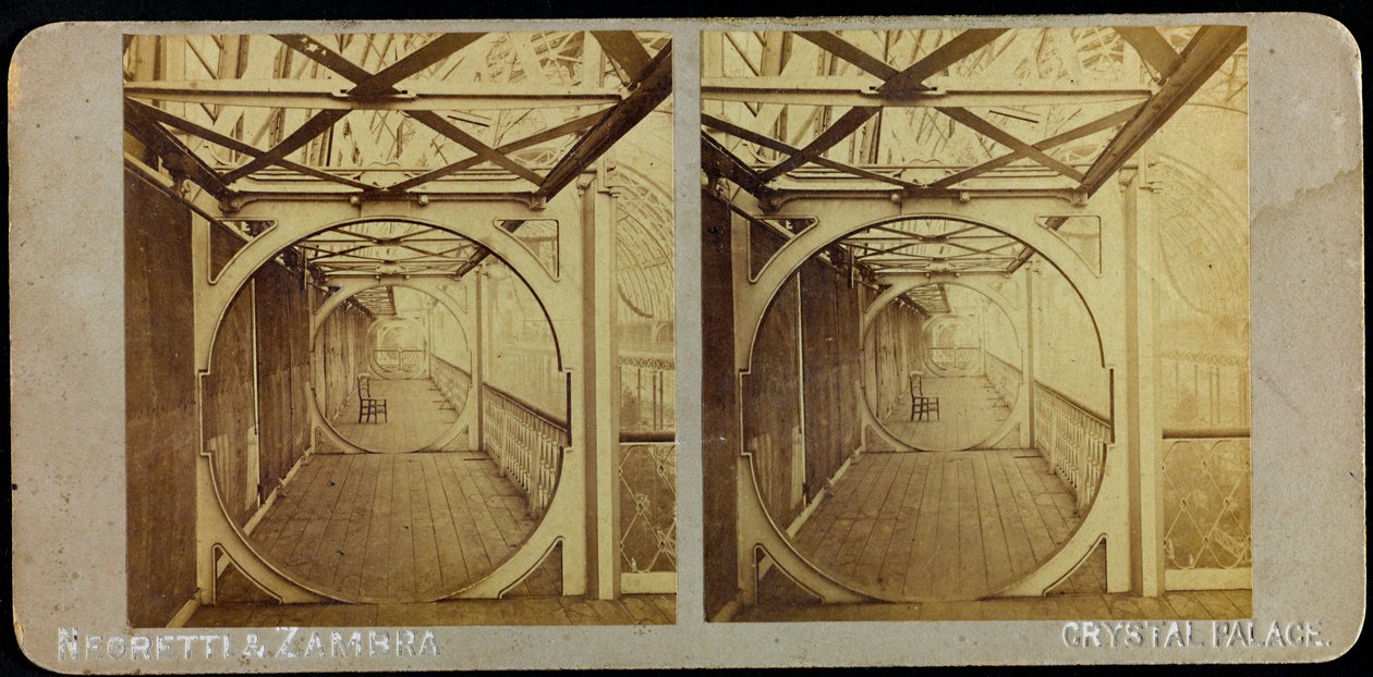 Teleskopische Galerie, Kristallpalast; Stereoskopische Fotografie von Joseph Paxton