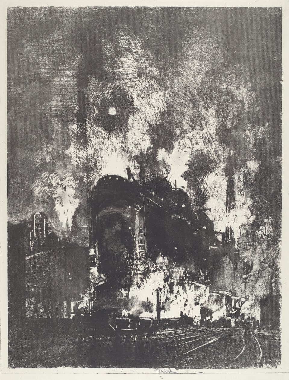 Öfen bei Nacht, 1916 von Joseph Pennell