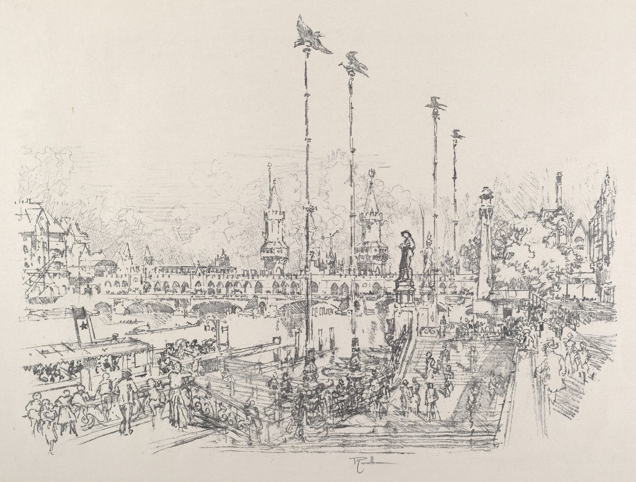 Oberbaumbrücke, Berlin von Joseph Pennell