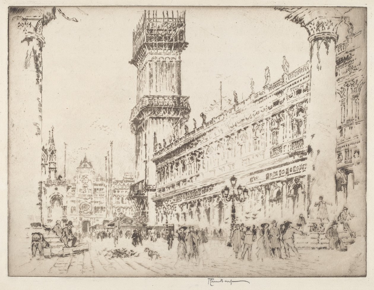 Wiederaufbau des Campanile, Venedig, Nr. II von Joseph Pennell