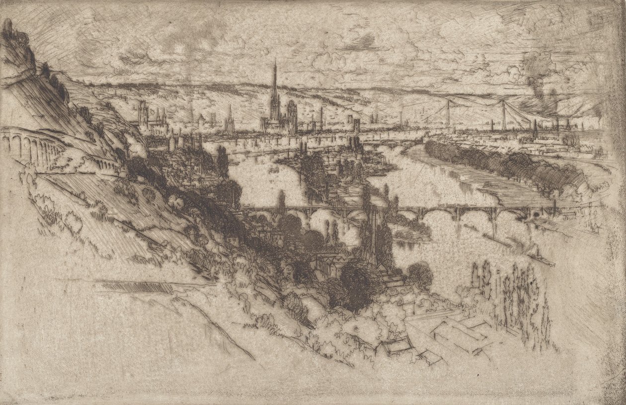 Rouen, von Bon Secours, 1907 von Joseph Pennell