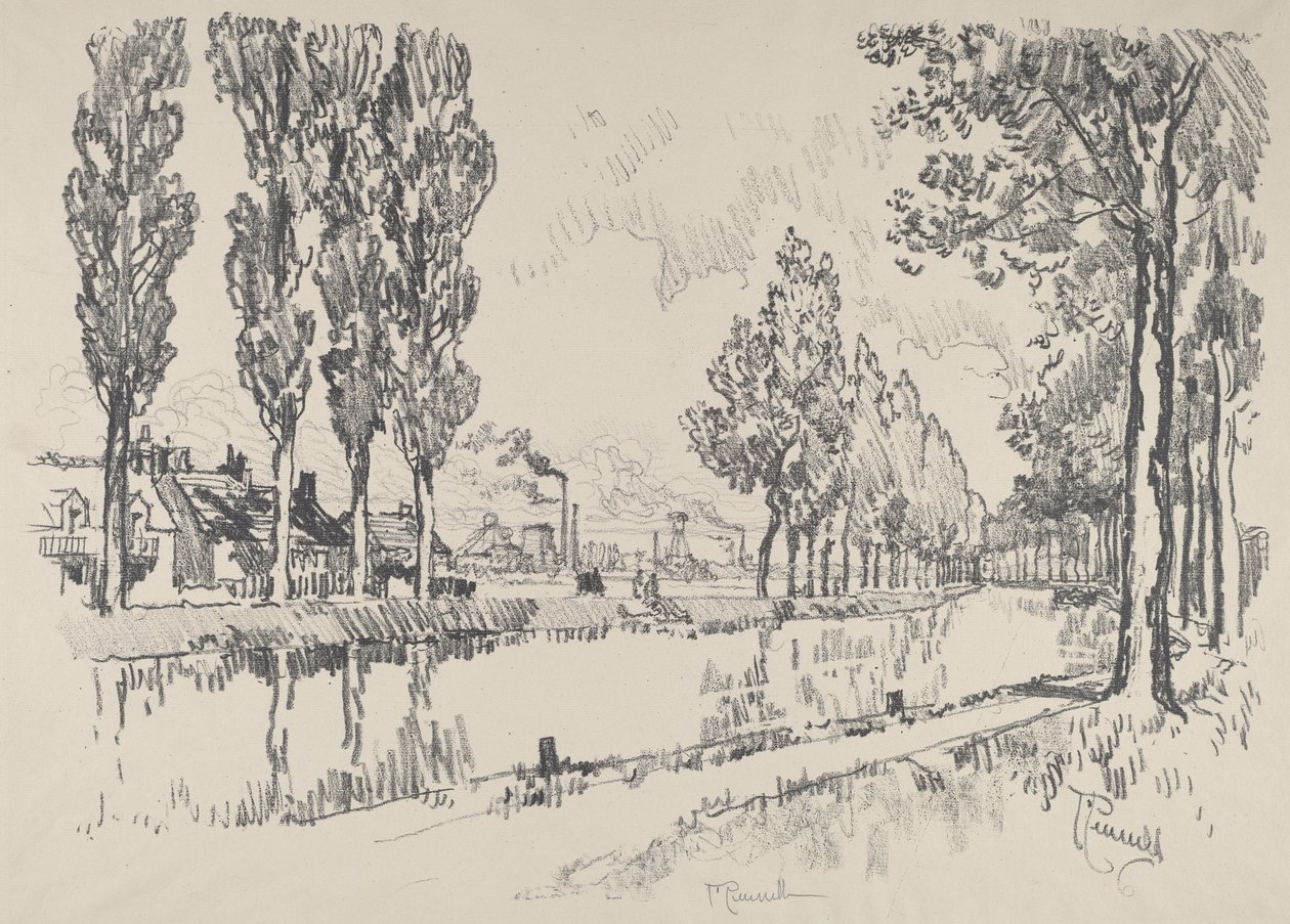 Der Kanal bei Blanzy, Frankreich von Joseph Pennell