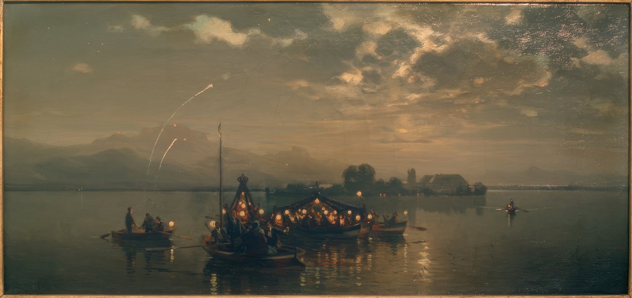 Nächtliche Kahnfahrt auf dem Chiemsee von Joseph Wopfner